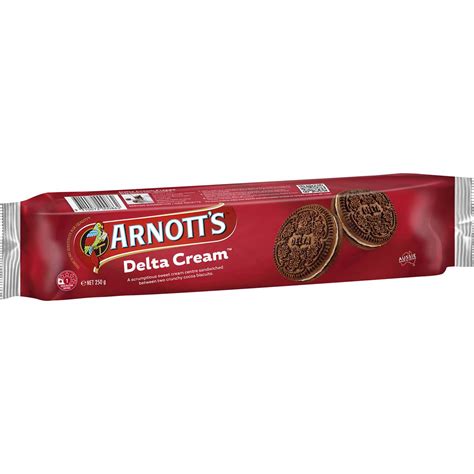 Delta biscuits - Unlock the pure bliss of Arnott's® Delta Cream™ biscuits - where delightful chocolate biscuit happiness is just one bite away! Twist, dunk, and savour the irresistible combination of smooth cream and crunchy cocoa biscuits. Embrace the interactive nature of these biscuits and make each snacking moment a joyful …